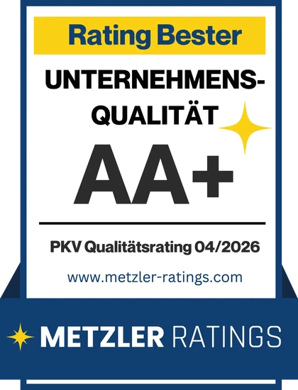 Original-Siegel Metzler Ratings: Unternehmensqualität AA+, PKV-Qualitätsrating April 2026